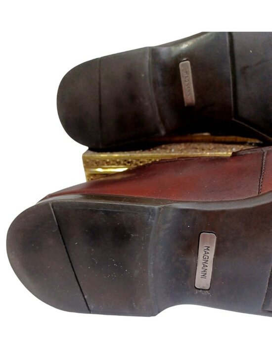 MAGNANNI Cognac Leather Buckles Stitching Low Cut Penny Loafer Shoes Size 11 M main image 6